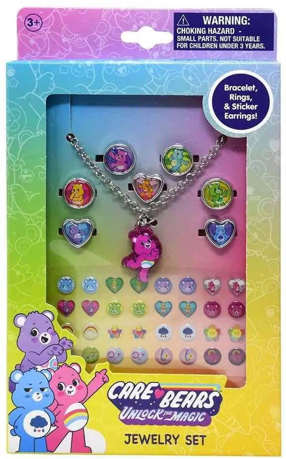Care Bears Jewelry Set [Bracelet, Rings & Sticker Earrings]