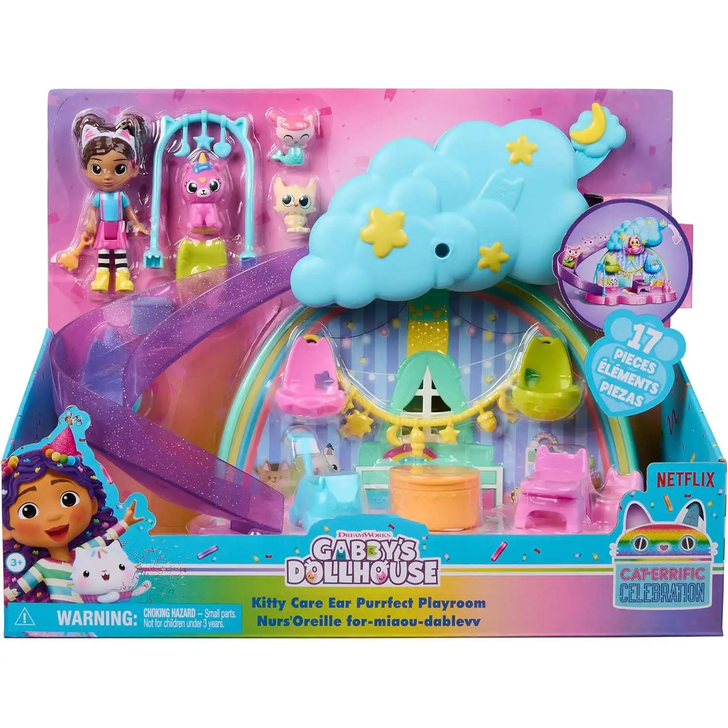 Gabby's Dollhouse Kitty Care Ear Purrfect Playroom Playset