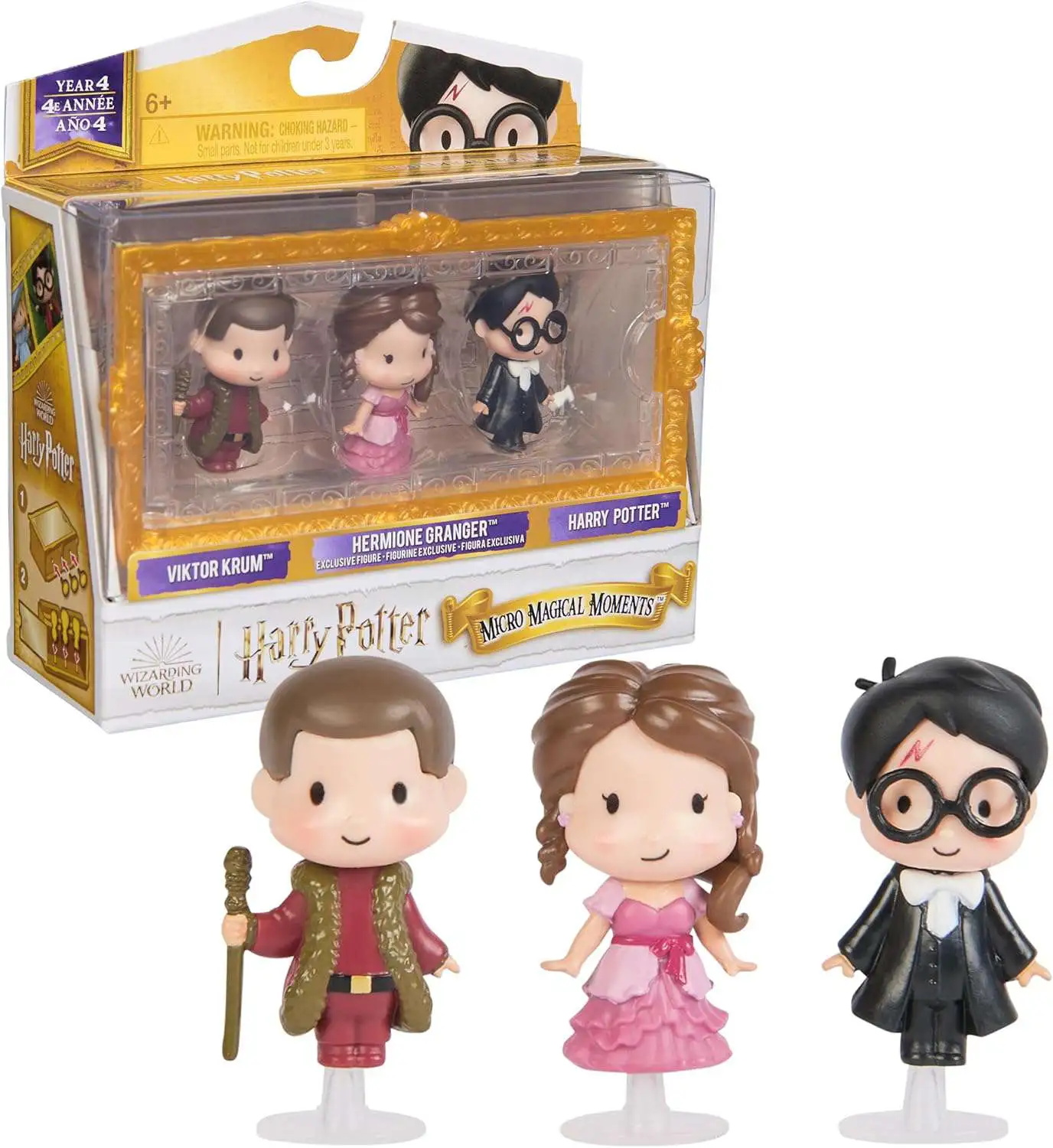 Wizarding World Micro Magical Moments Viktor Krum, Hermione Granger & Harry Potter 1.5-Inch Mini Figure 3-Pack [Year 4]