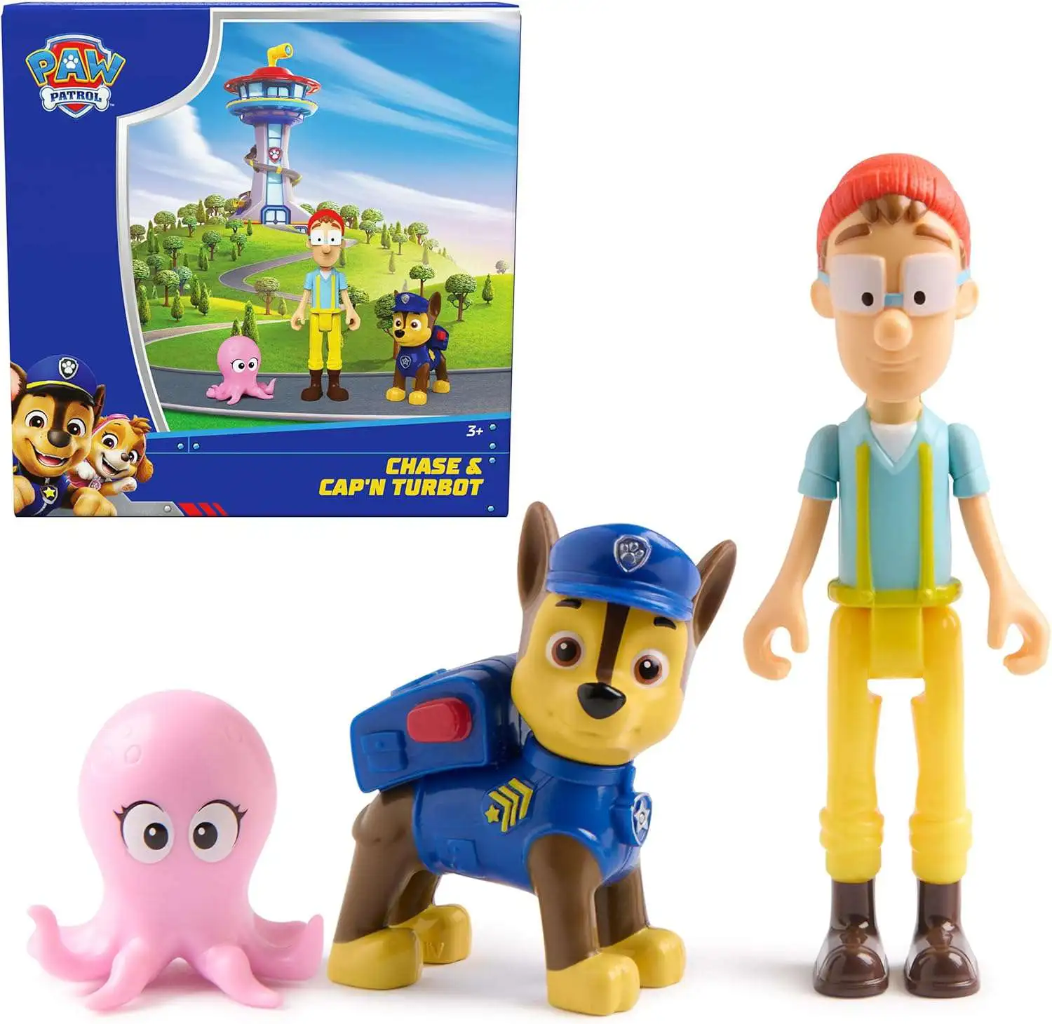 Paw Patrol Chase Capn Turbot Figure 3-Pack with Giant Baby Octopus