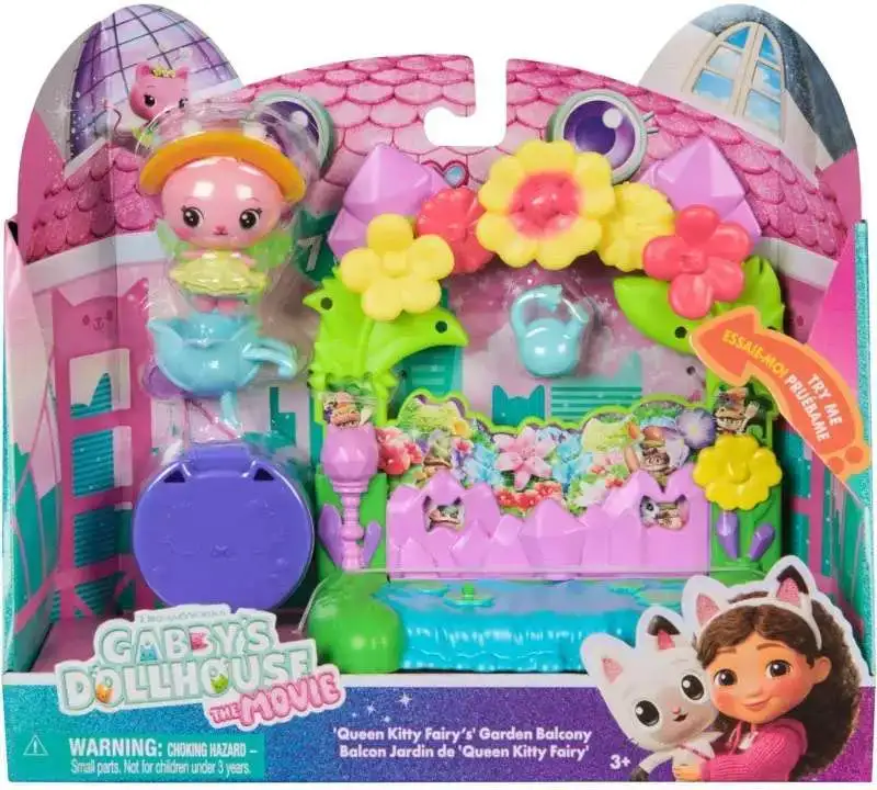 Gabby's Dollhouse The Movie Queen Kitty Fairy's Garden Balcony Playset