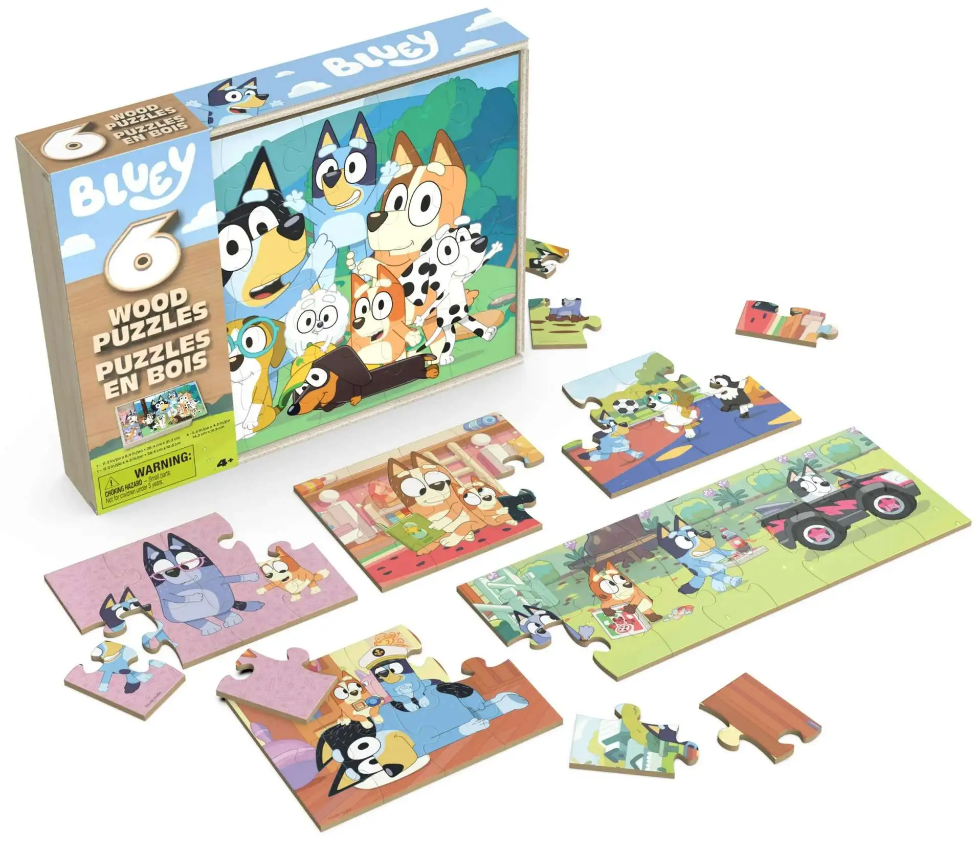 Bluey 6 Wood Puzzles Version 2 Spin Master - ToyWiz