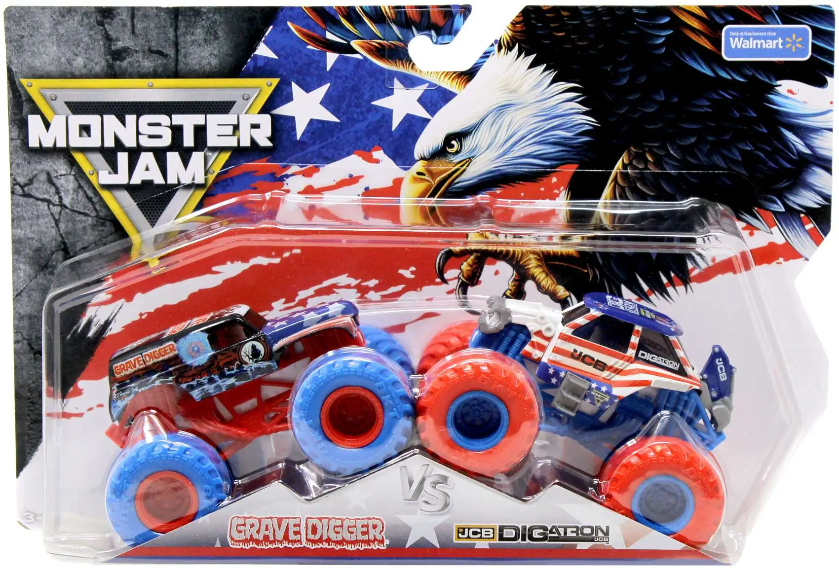 Monster Jam Marvel Grave Digger vs JCB Digatron Diecast Car 2-Pack