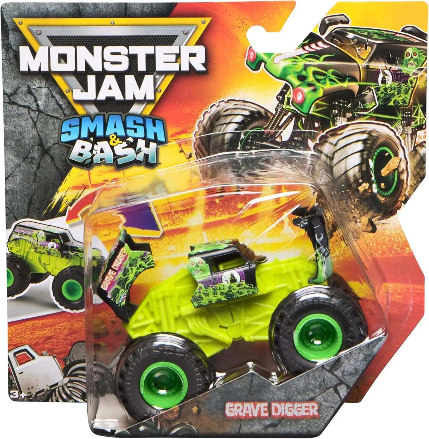 Monster Jam Smash & Bash Grave Digger Diecast Car