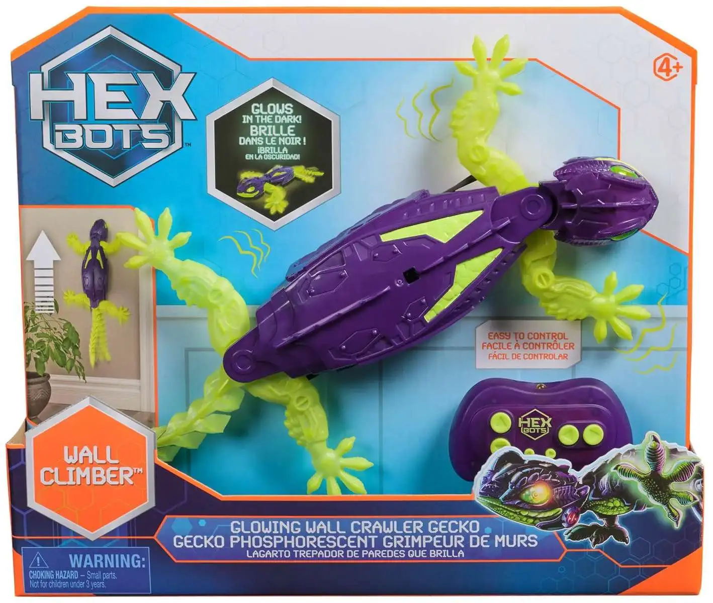 Hex Bots Wall Crawler Glowing Gecko Remote Control Figure