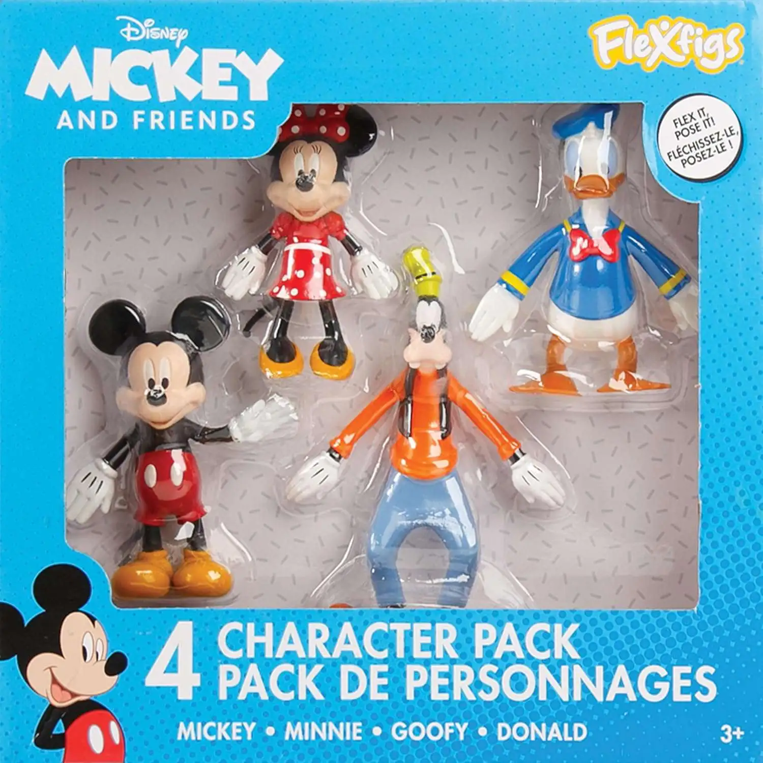 Disney Mickey Friends Flexfigs Mickey, Minnie, Donald Duck Goofy