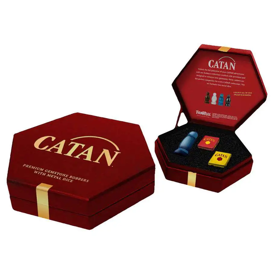 Fanroll Catan Premium Metal Cat's Eye Aquamarine Robber Dice Set [3CT]
