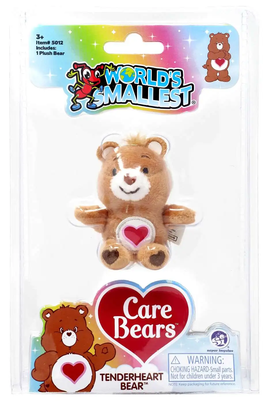 Worlds Smallest Care Bear Tenderheart Bear Plush 3" NEW 