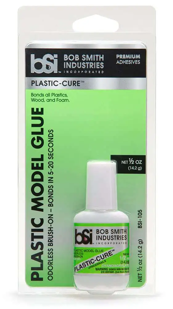 Premium Adhesives Plastic Cure 1 Ounce Plastic Glue [Orderless / Brush -On / Gap filling]