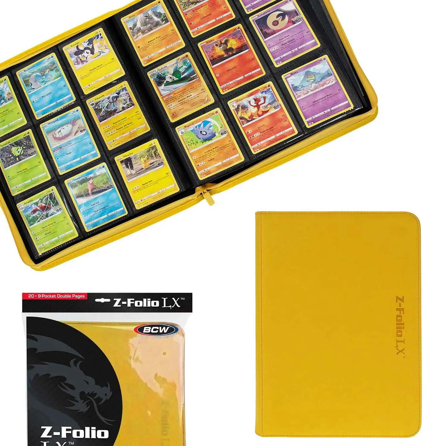 LX Zipper Folio 9-Pocket Binder Yellow BCW - ToyWiz