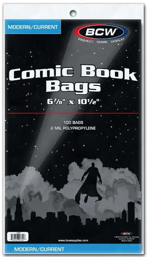 Comic Supplies Modern/Current Size 6-7/8" X 10-1/2" Comic Bags [100 Pack]