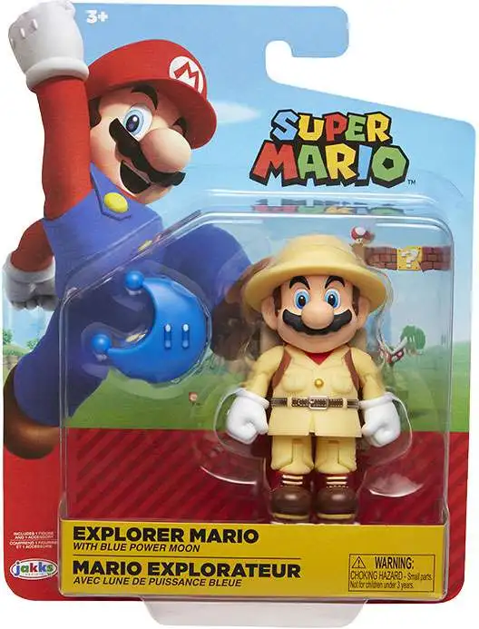 World of Nintendo Wave 15 Explorer Mario Action Figure [with Blue Power Moon, Damaged Package]