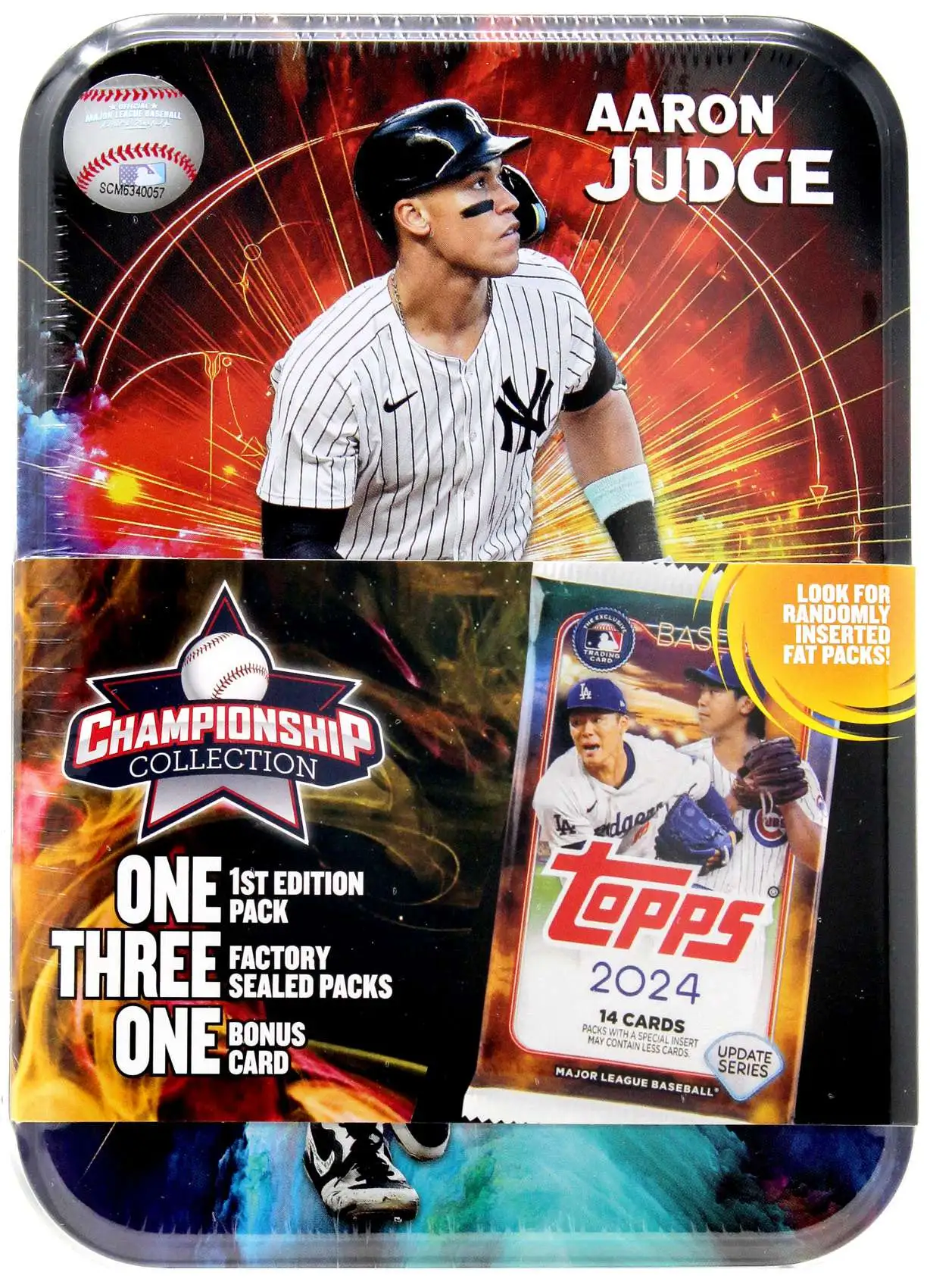 MLB New York Yankees Championship Collection Aaron Judge Trading Card Tin Set [4 Packs + 1 Bonus Card]