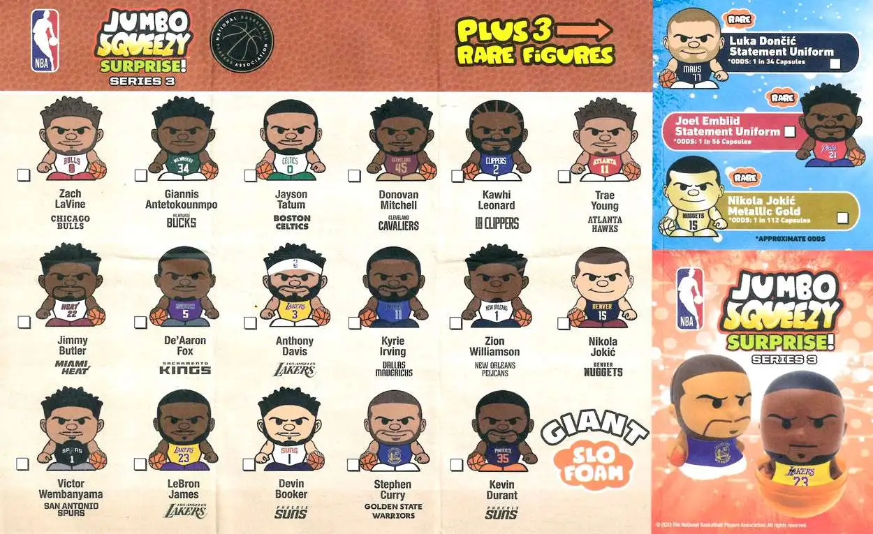 NBA JUMBO Squeezy Surprise Basketball Series 3 Mystery Pack Party ...