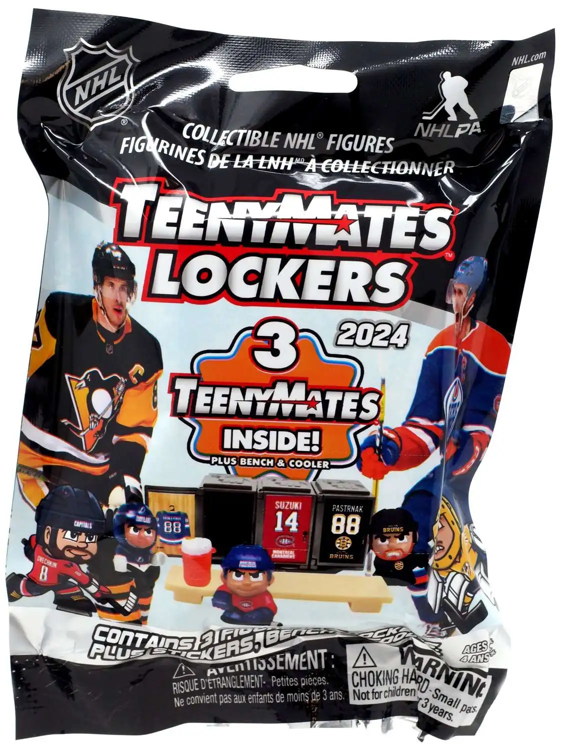 NHL TeenyMates 2024 Hockey LOCKERS Pack [3 Figures, 3 Lockers, Plus Stickers, Bench & Cooler!]