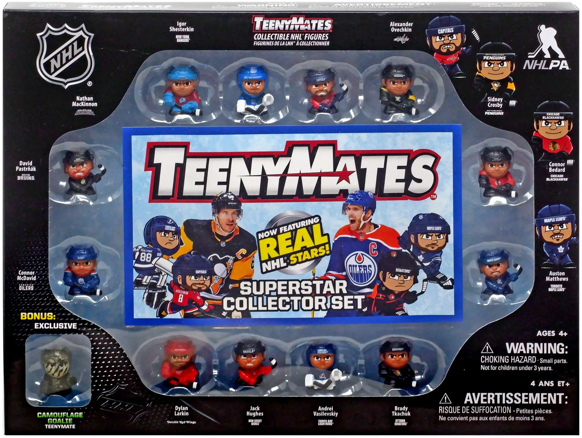 NHL TeenyMates 2024 Hockey Superstar Collector Set 13-Pack [12 Player Figures (Including Conor Bedard) & Bonus Exclusive Camouflage Goalie]