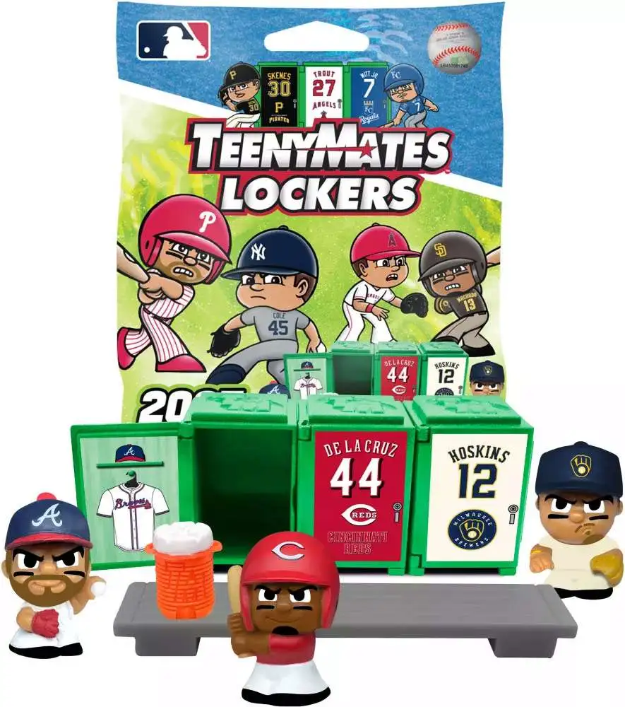MLB TeenyMates Baseball 2025 LOCKERS Mystery Pack [3 Figures, 3 Lockers, Plus Stickers, Bench & Cooler!]
