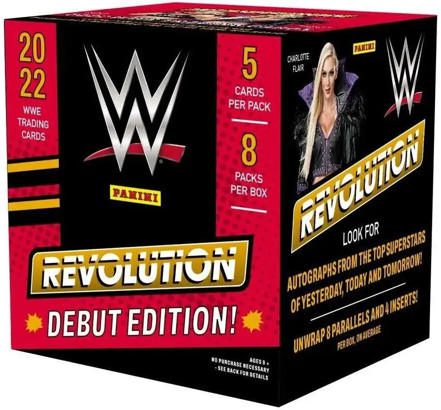 WWE 2022 Revolution Trading Card HOBBY Box 8 Packs, Debut Edition