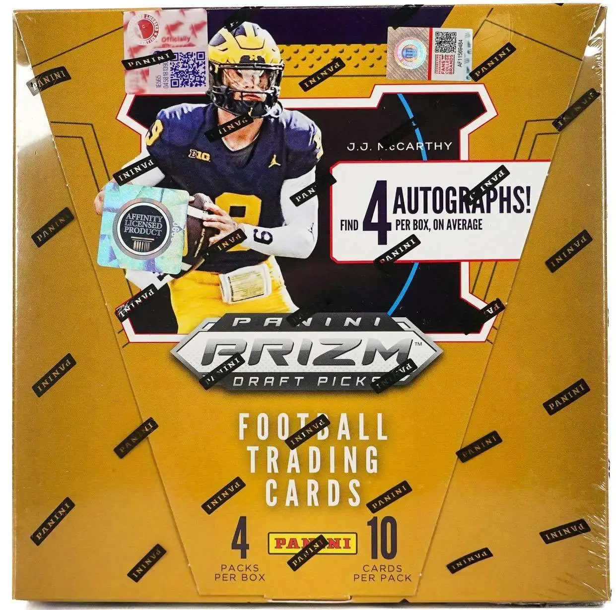 NFL Panini 2024 Prizm Collegiate Draft Picks Football Trading Card HOBBY Box [4 Packs, 4 Autographs]