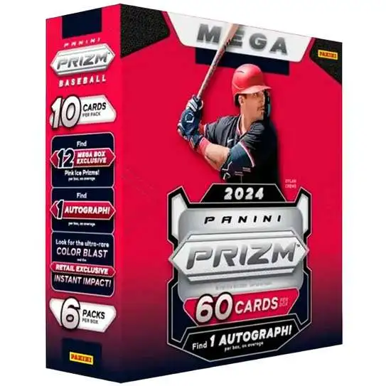 MLB Panini 2024 Prizm Baseball Trading Card MEGA Box [6 Packs, Pink Ice Parallels!]