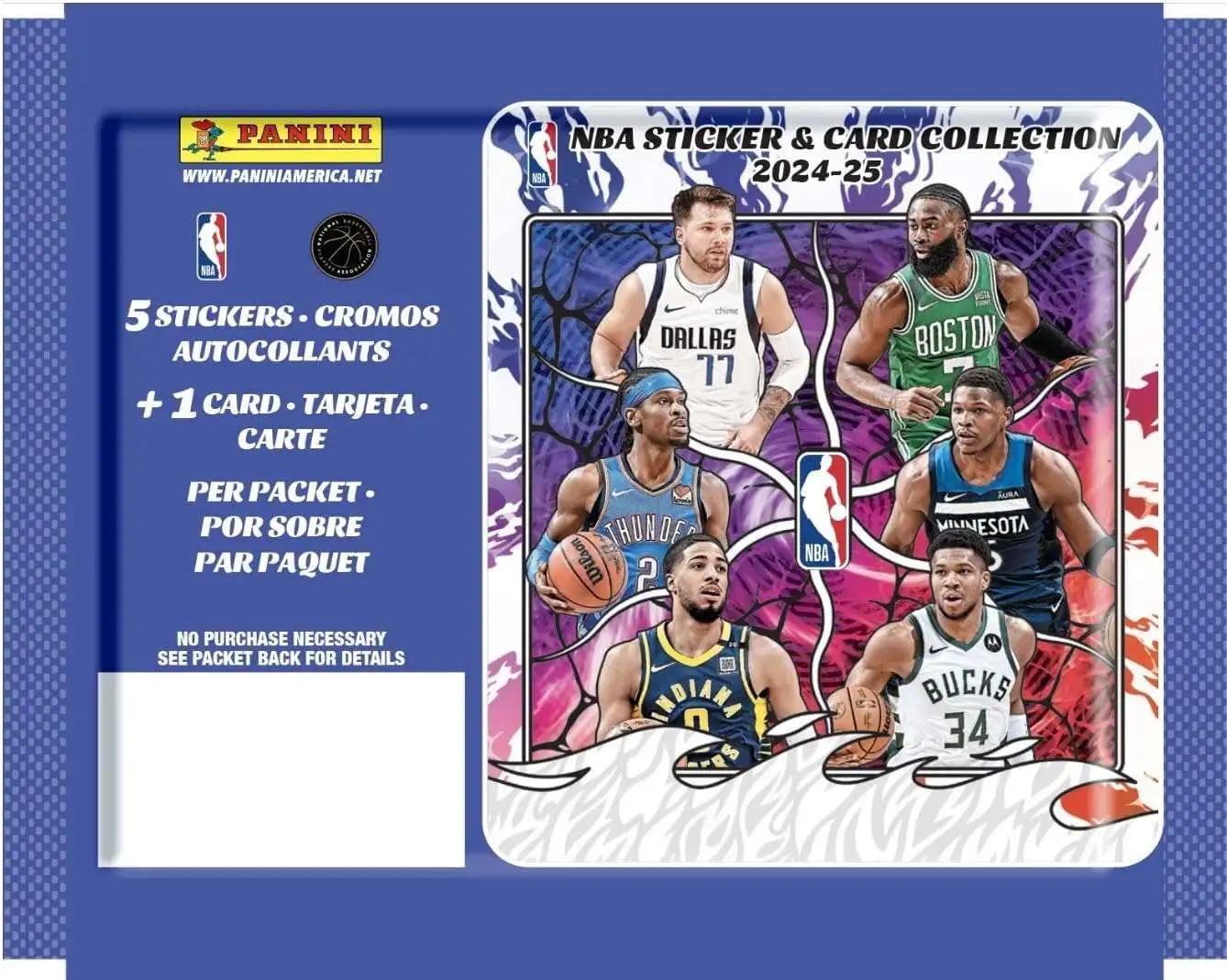 NBA Panini 2024-25 Basketball Sticker Collection Pack [5 Stickers & 1 Card]