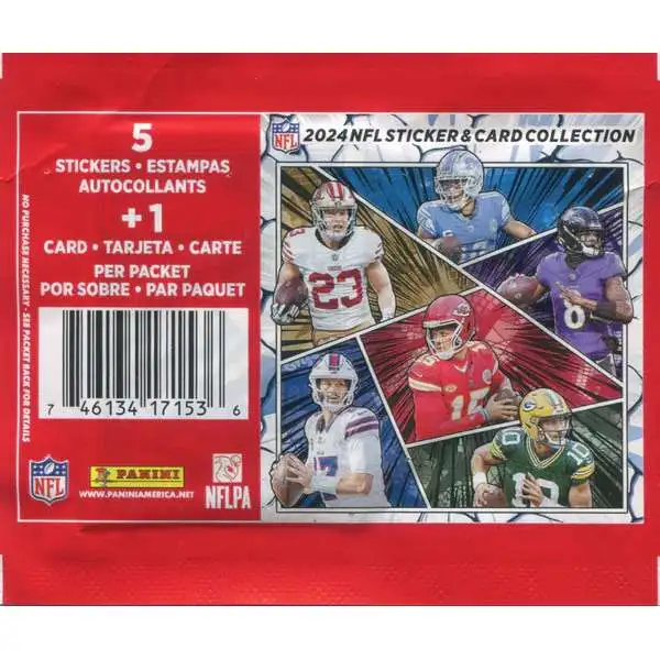 NFL Panini 2024 Football Sticker Collection Pack [5 Stickers + 1 Card]