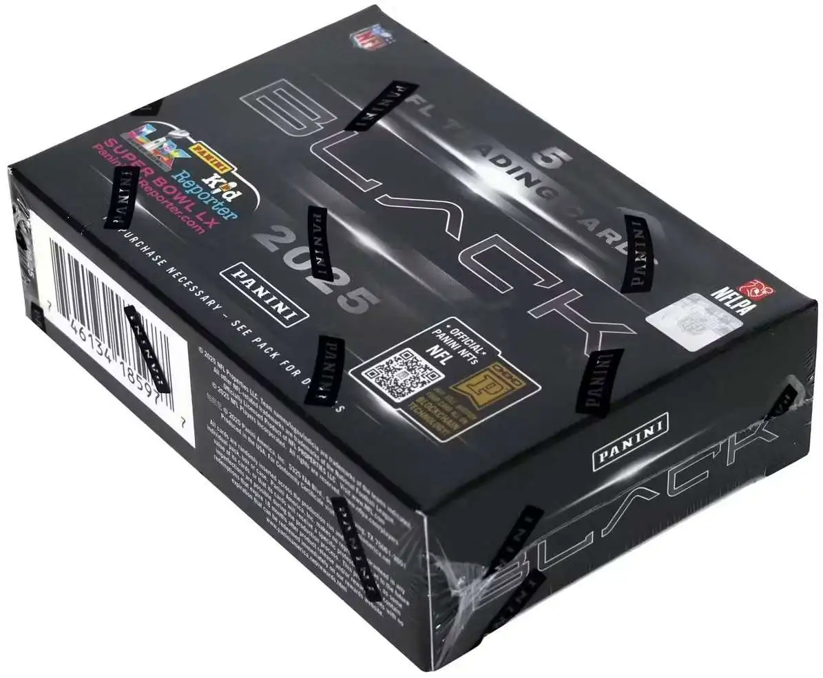 NFL 2025 Panini Black Football Trading Card HOBBY Box [5 Cards]
