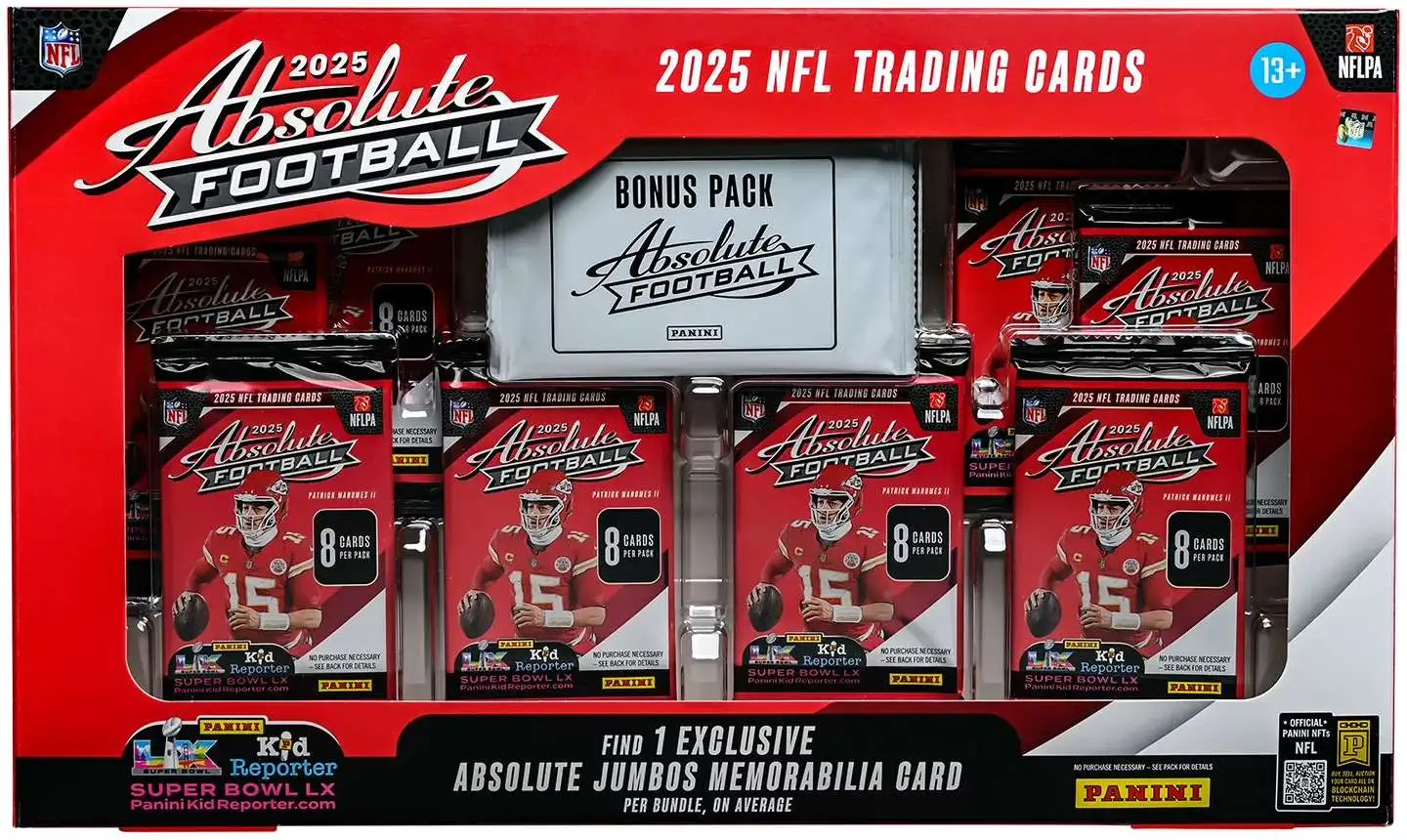 NFL Panini 2025 Absolute Football Trading Card BUNDLE Box [8 Packs + 1 Bonus Pack]