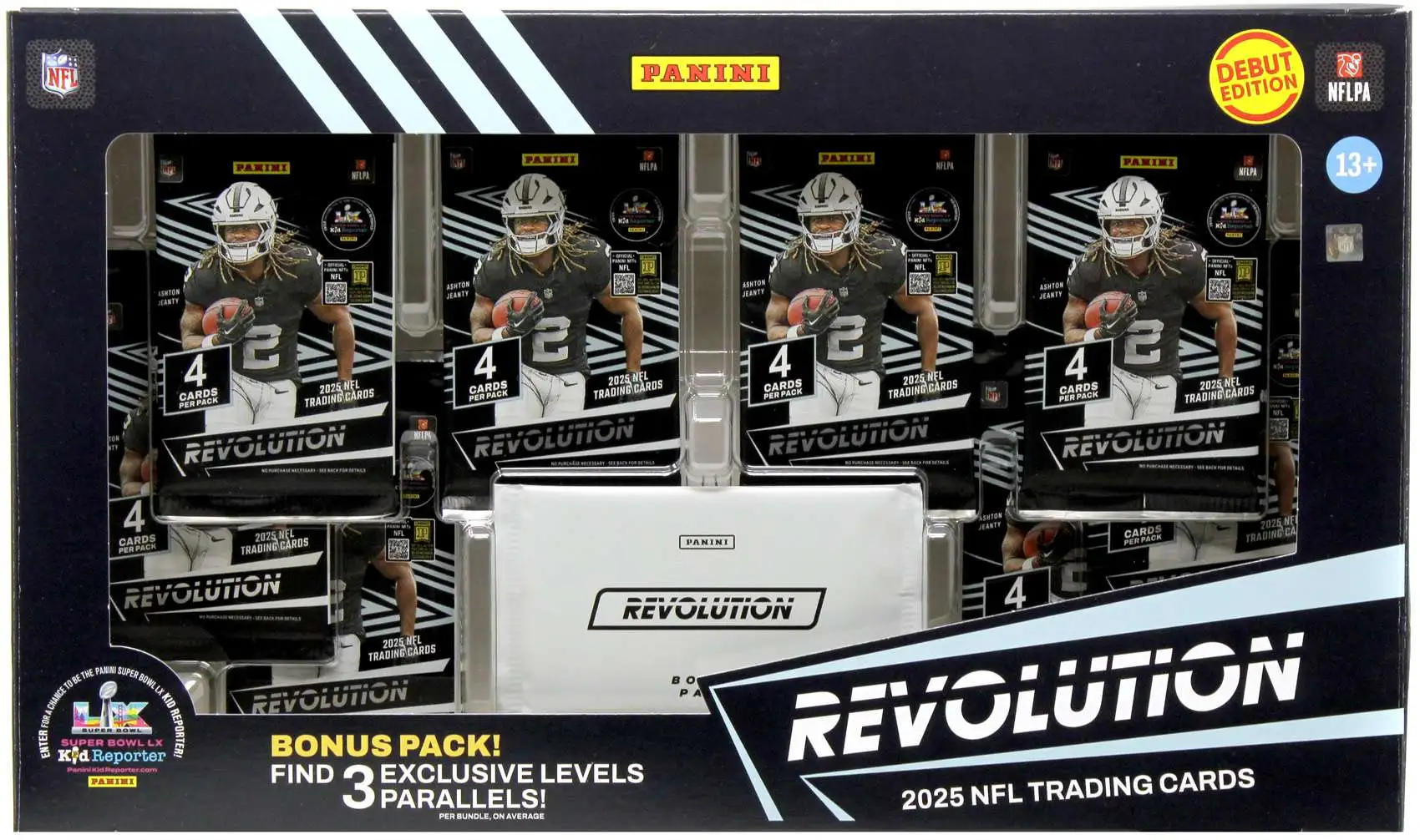 NFL Panini 2025 Revolution Football Trading Card BUNDLE Box [8 Packs + 1 Bonus Pack]