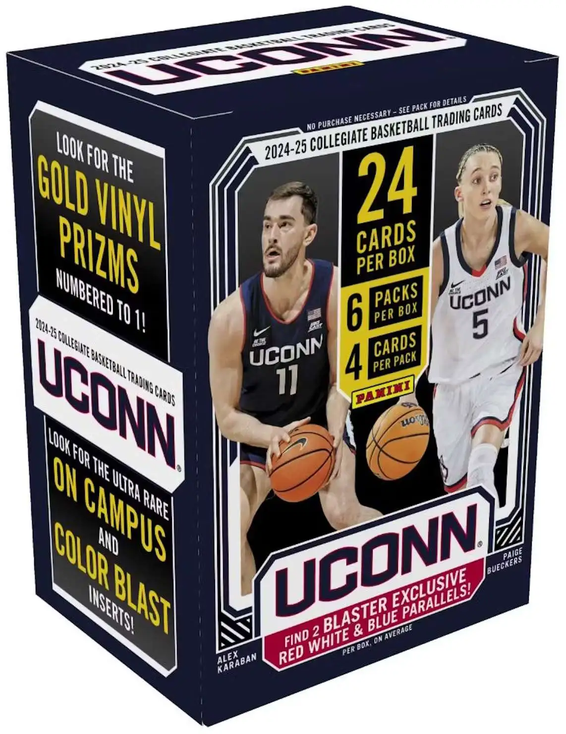 Collegiate Basketball 2024-25 Panini UConn Trading Card BLASTER Box [6 Packs]