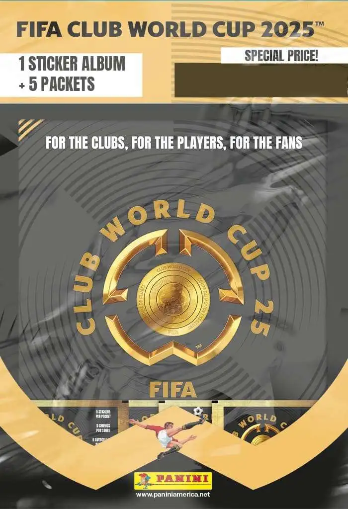 FIFA World Cup Panini 2025 Soccer Sticker Album Starter Bundle [1 Album + 5 Sticker Packs]