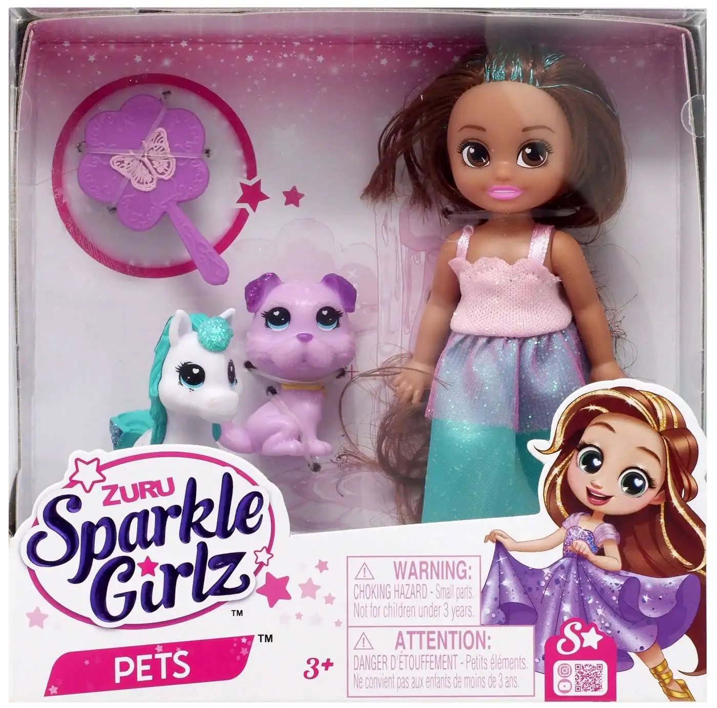 Sparkle Girlz Pets Mini Doll Set [Brunette with Dog]