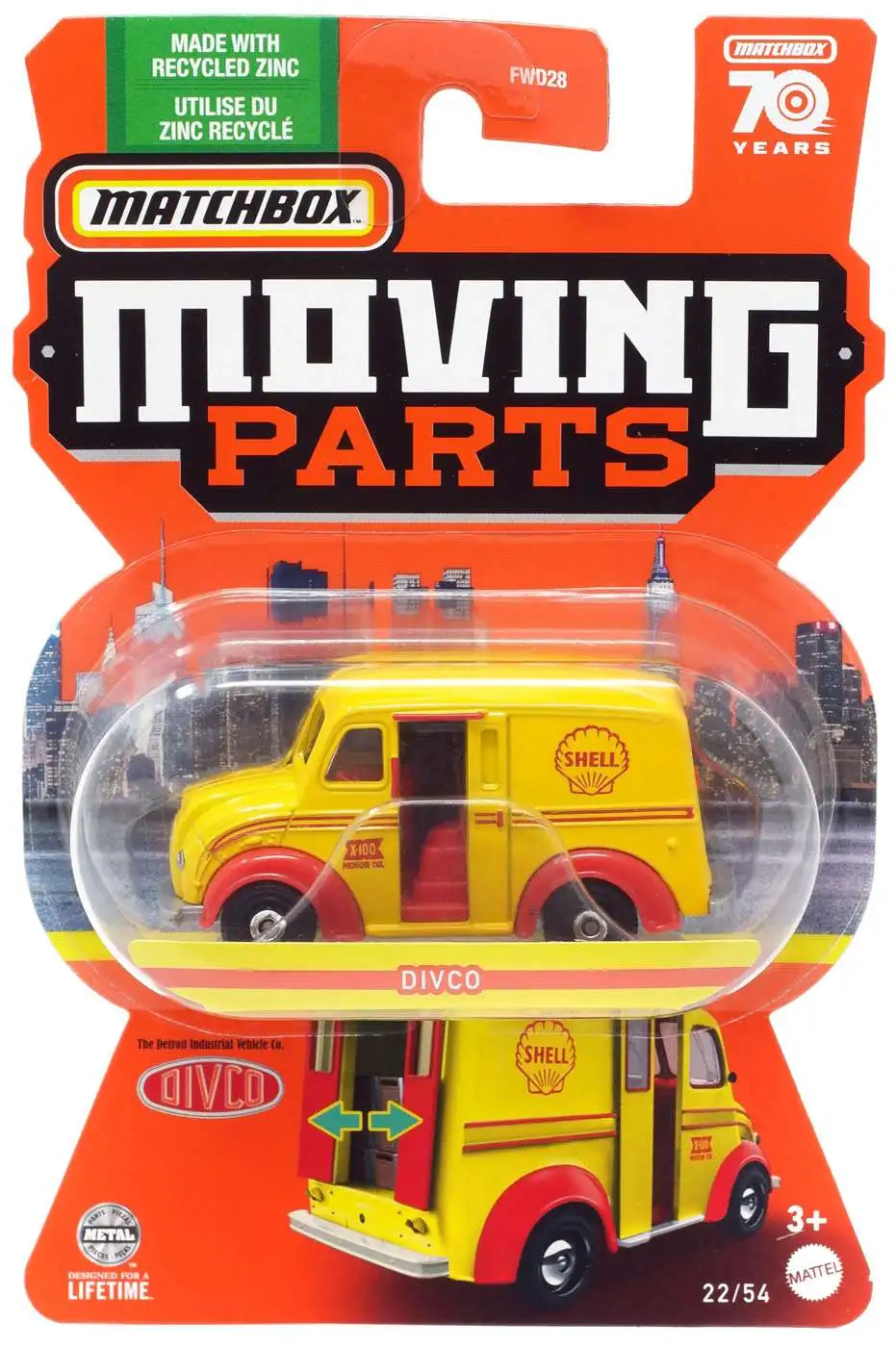 Matchbox Moving Parts Divco 164 Diecast Vehicle Yellow Mattel Toys - Main Image