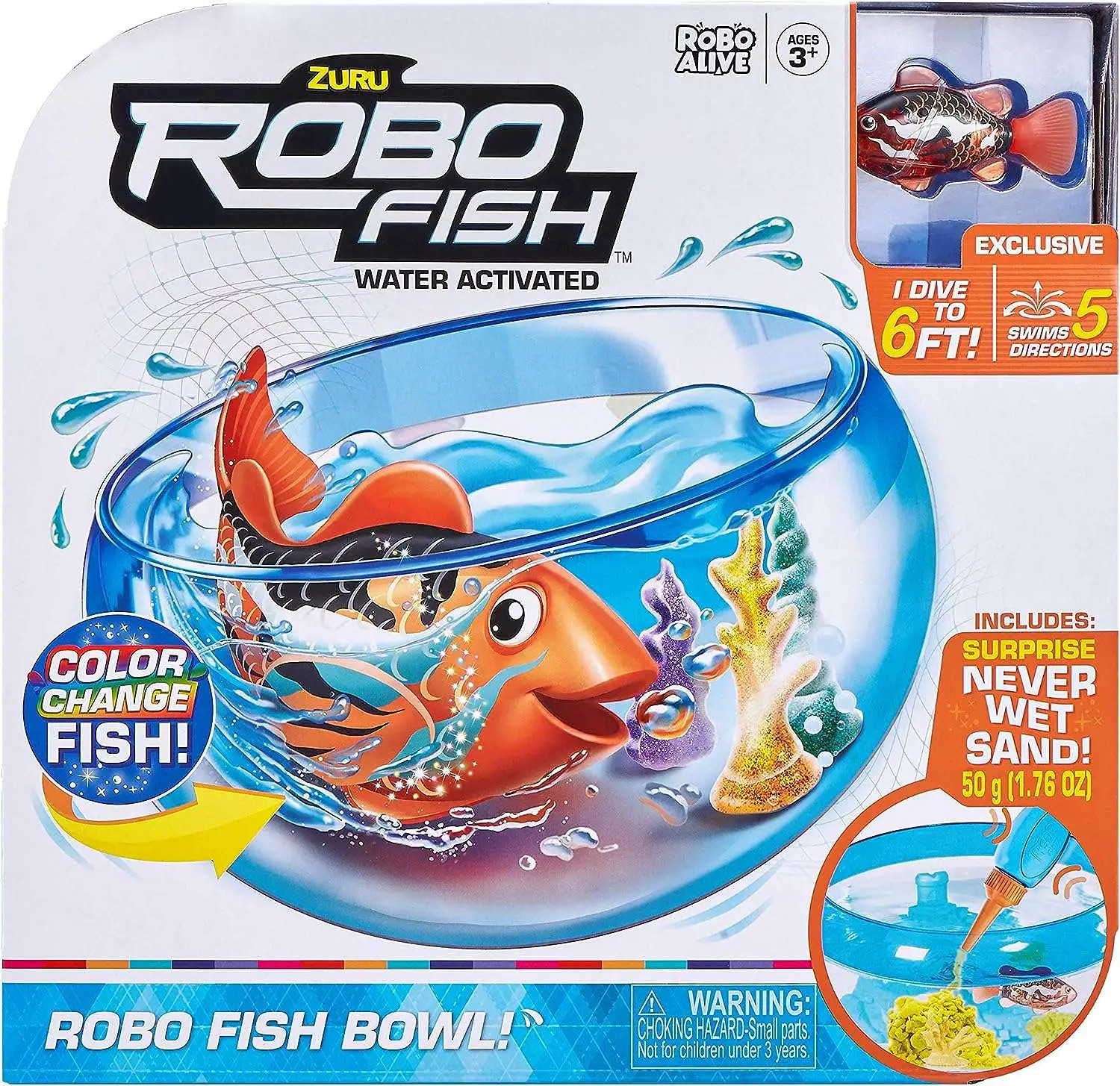 Robo Alive Robo Fish Swim 'n Fish Bowl Robotic Pet Figure [Orange]