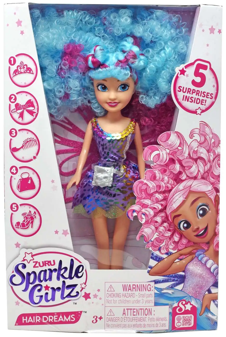 Sparkle Girlz Hair Dreams Blue Doll