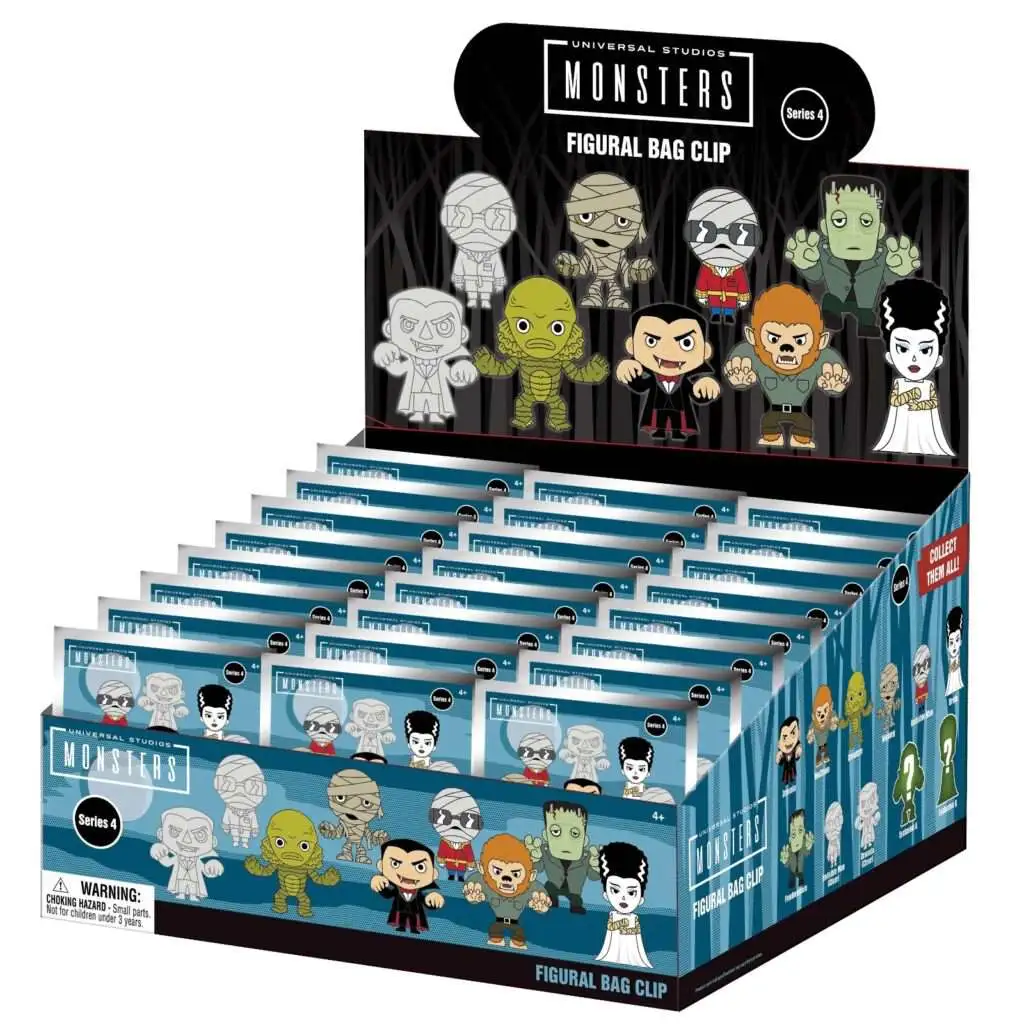 Horror 3D Figural Foam Bag Clip Universal Monsters Series 4 Mystery Box [24 Packs]