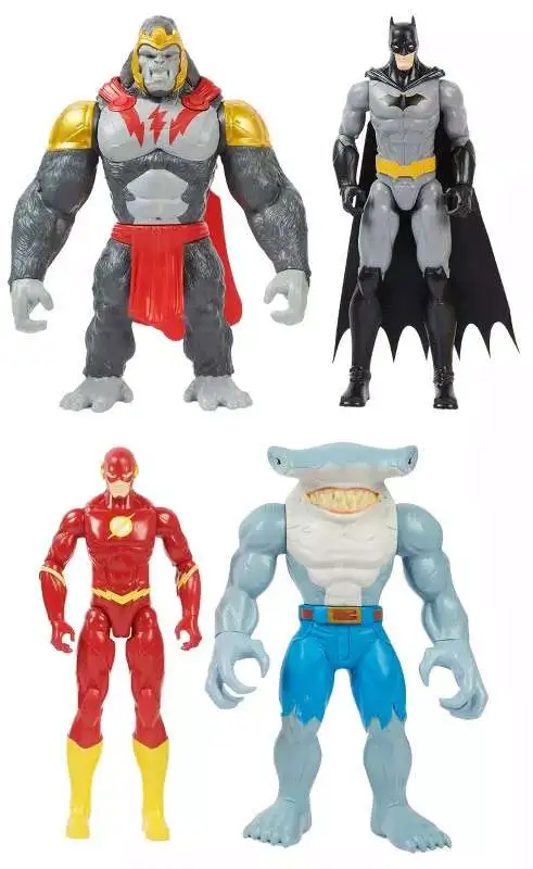 DC Batman & The Flash vs Gorilla Grodd & King Shark Exclusive Action Figure 4-Pack [Damaged Package]