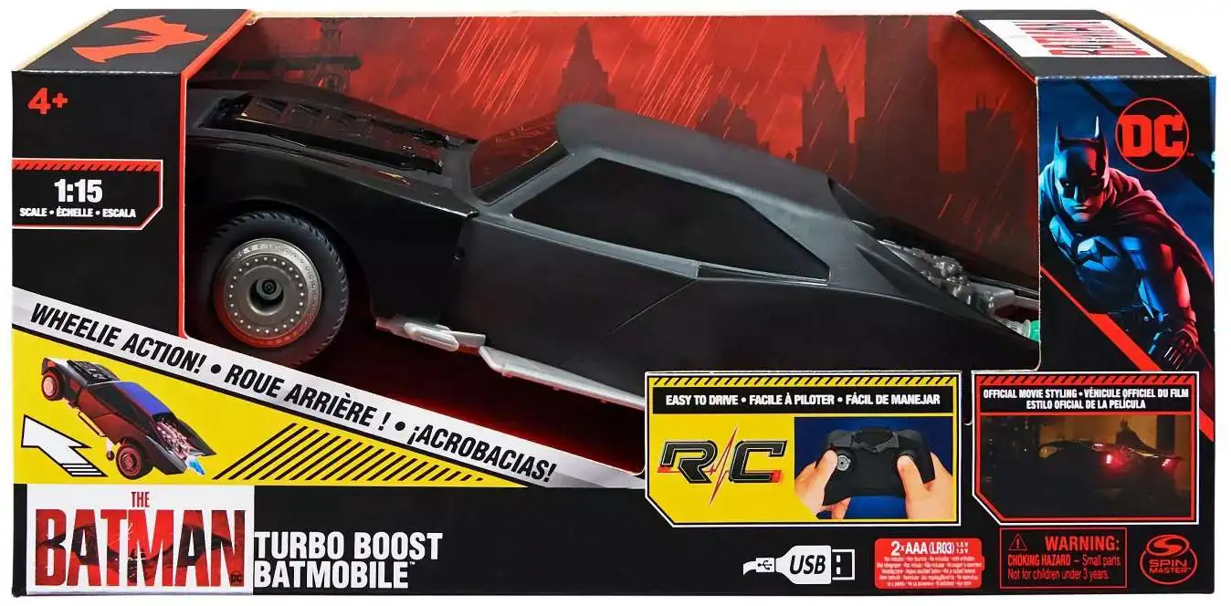 DC The Batman Movie Turbo Boost Batmobile 115 RC Vehicle Spin