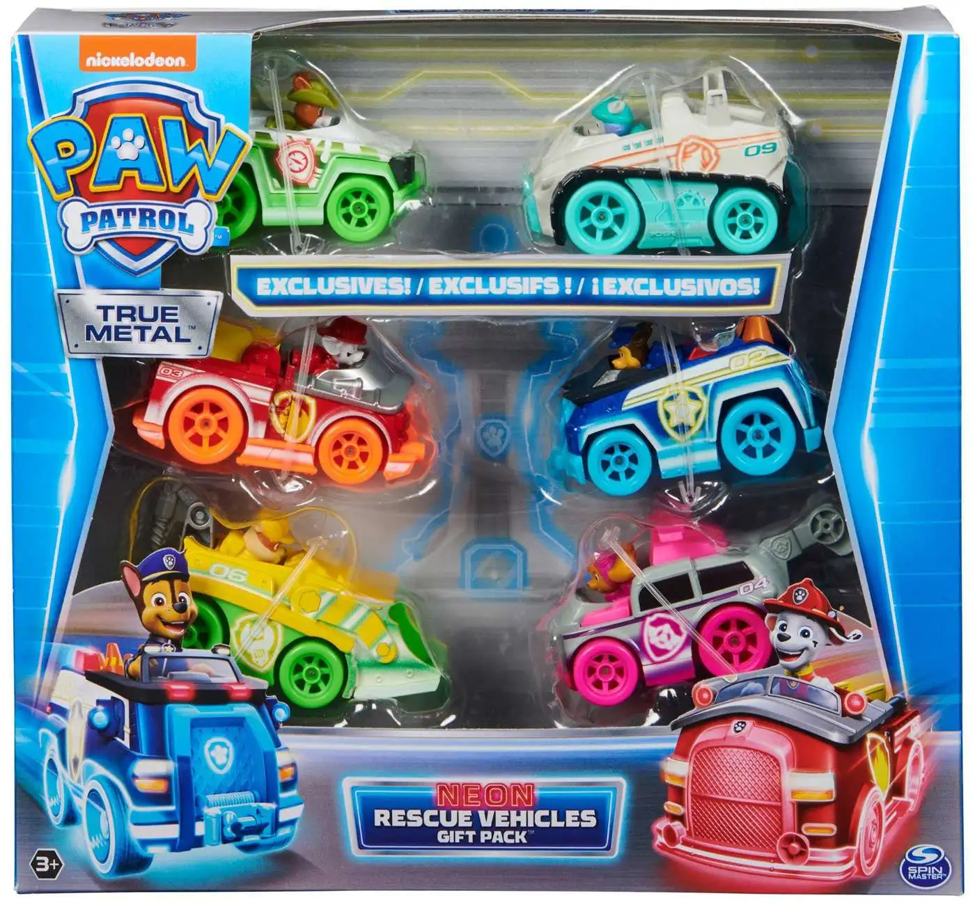 Paw Patrol True Metals Neon Rescue Vehicles Gift Pack 6-Pack