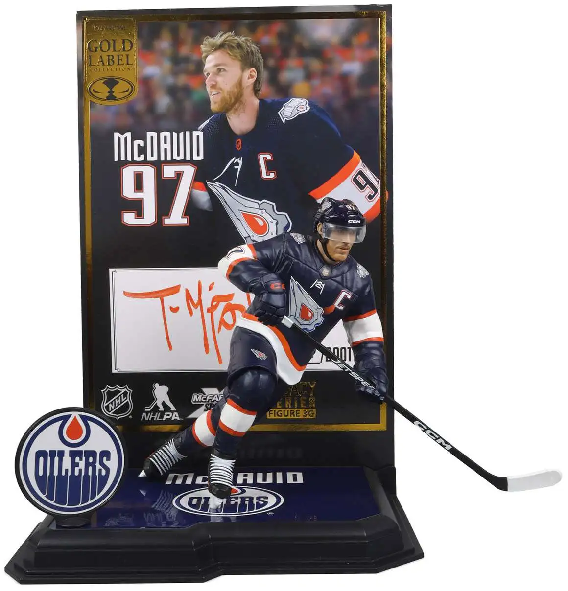 McFarlane Toys NHL Edmonton Oilers Sports Hockey Connor McDavid Action Figure [Reverse Retro Jersey, Gold Label Collection, Autographed by Todd McFarlane]