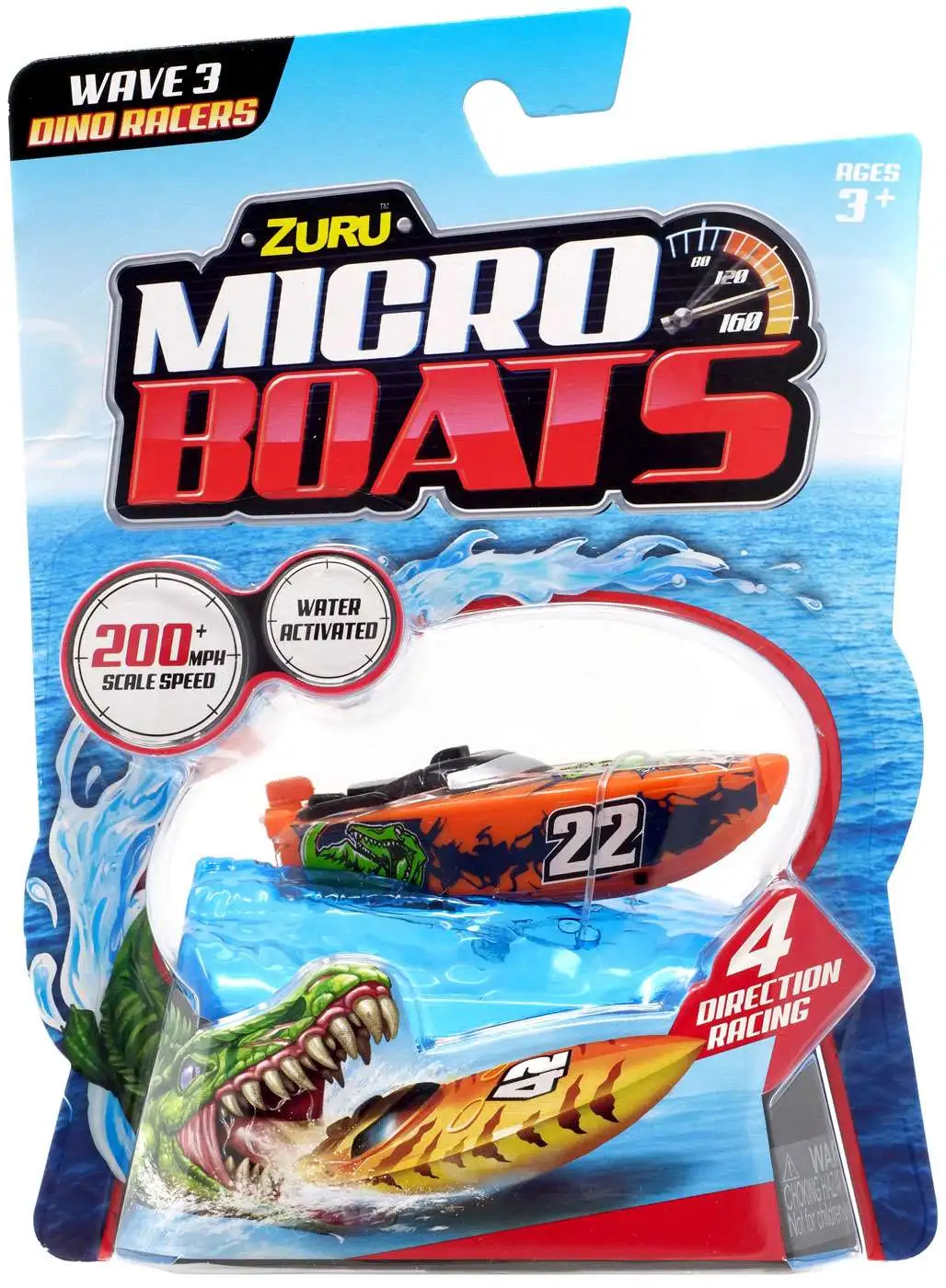 Micro Boats Wave 3 Dino Racers Series 3 by ZURU Fully Motorized 2 Pack Self-Steering Micro Toy Boat 25306 Multicolor 