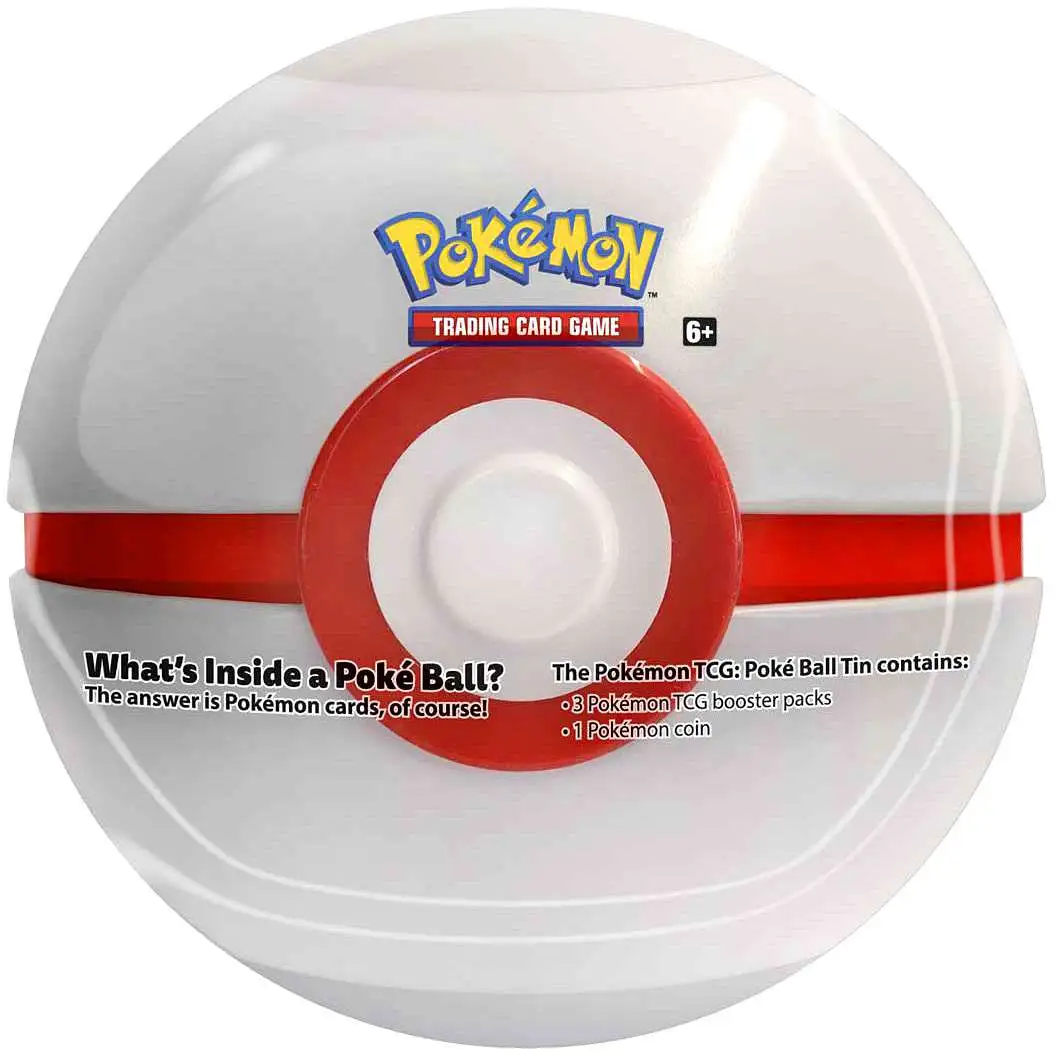 Poke Ball Tin Red Pokemon TCG 3 Booster Pack with 1 Coin 
