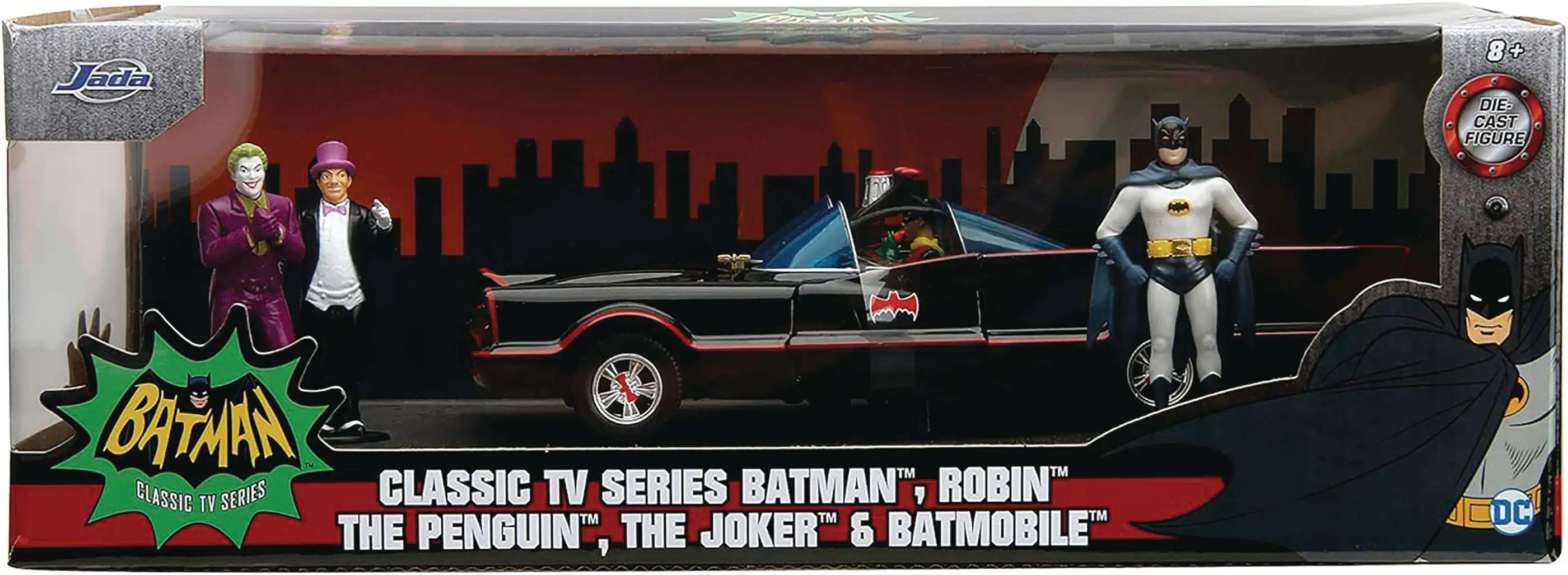 DC 1966 TV Series Batmobile Diecast Vehicle & Figures [Batman, Joker & Penguin] (Pre-Order ships March)