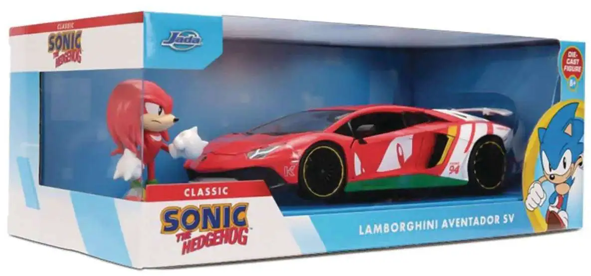 Sonic The Hedgehog Metalfigs Knuckles & Lamborghini Aventador SV Diecast Figure & Car