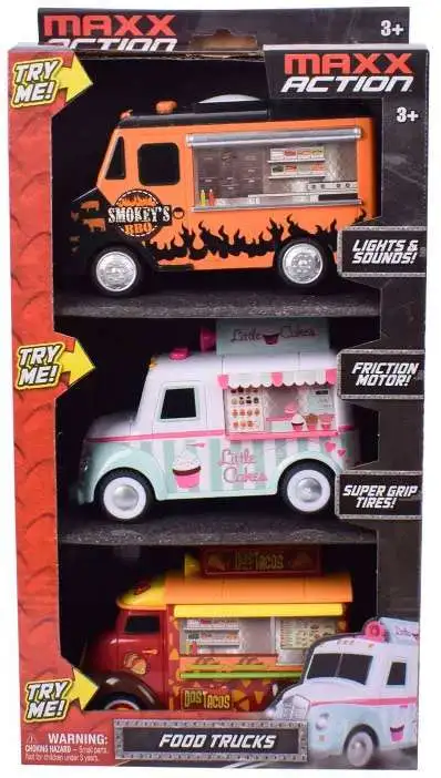 Maxx Action Food Trucks Vehicle 3-Pack [Lights & Sounds]