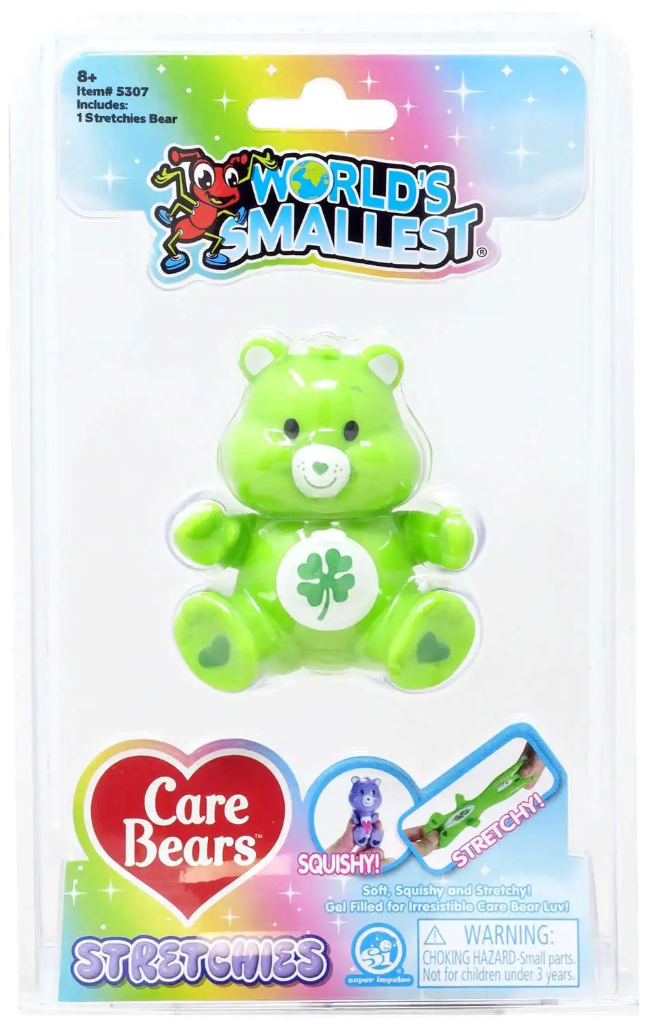 World's Smallest Care Bears Stretchies Good Luck Bear Squeeze Toy