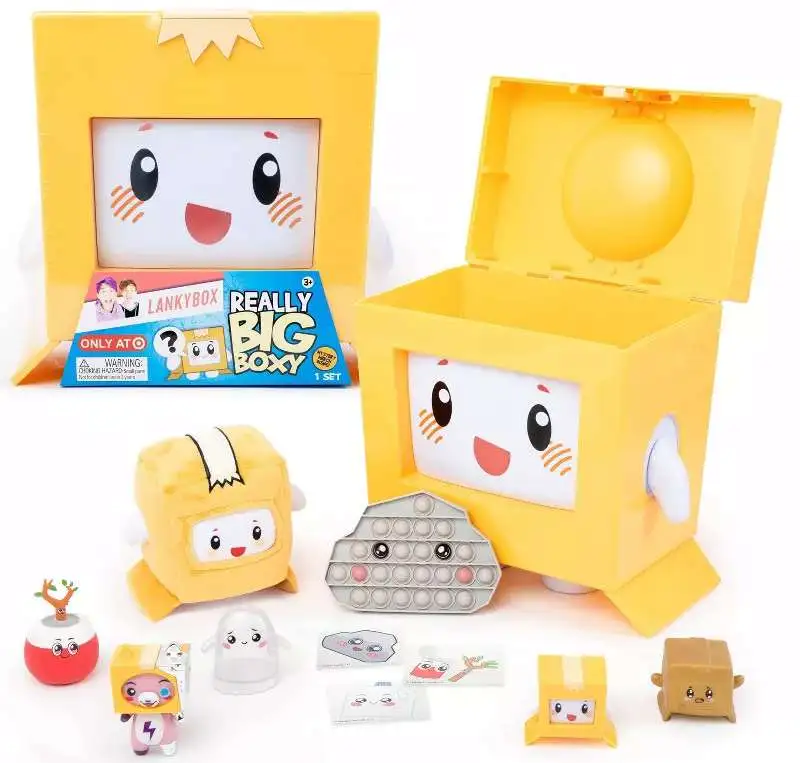 Lankybox Big Boxy Mystery Box, Yellow Surprise Box with Plush, Squish,  Role-Play and Much More 