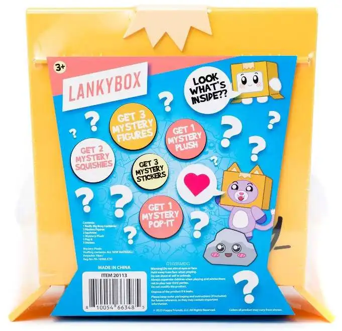 LankyBox Series 1 GIANT Mystery Box 2 Figures, 1 Plush, 1 Squishy, 1 Pop-It  Fidget Toy Boxy Case, Canny with Pop-Out Sticky 3 Stickers Bonkers Toy Co.  - ToyWiz