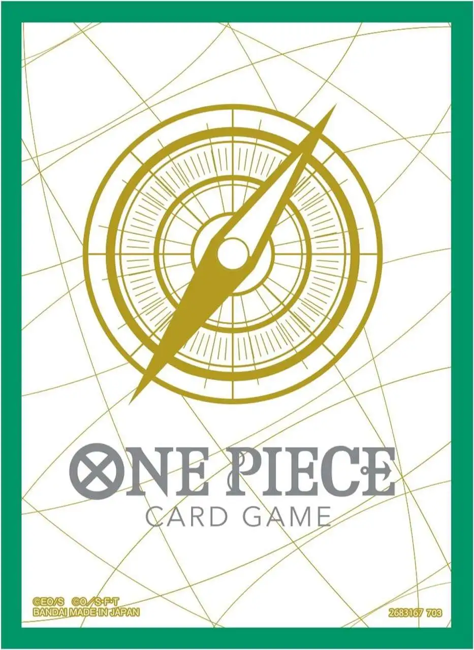 One Piece Trading Card Game Assortment 5 Green & Gold Card Sleeves [70 Count]