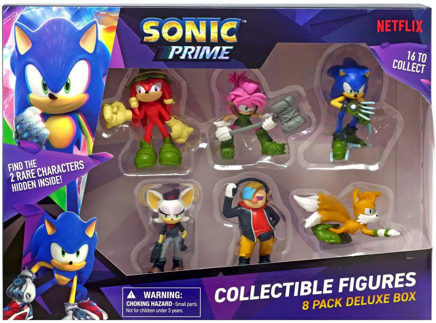 Sonic The Hedgehog Prime Collectible Figures Sonic, Knuckles, Amy, Rouge, Dr. Dont, Tails & 2x Rare Surprise Characters Mini Figure 8-Pack [Damaged Package]